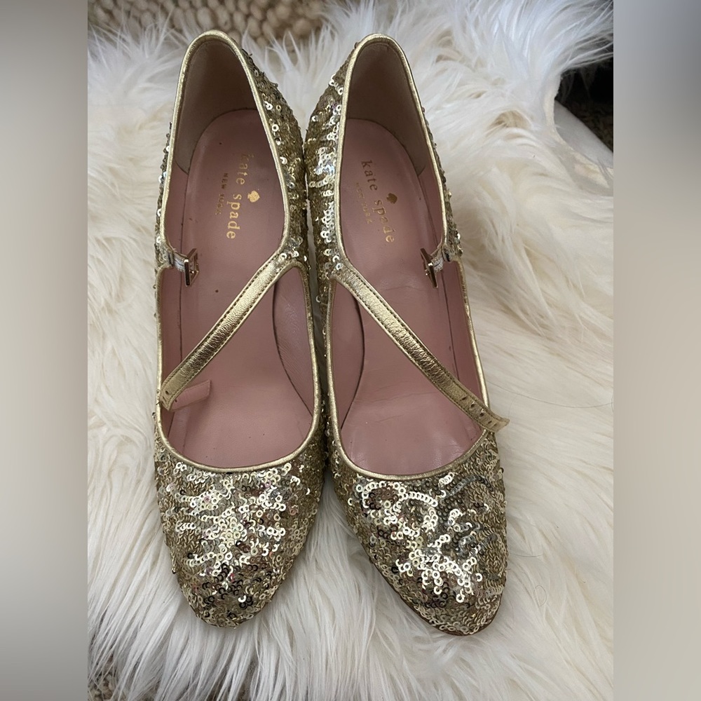 Kate spade gold sequin heels